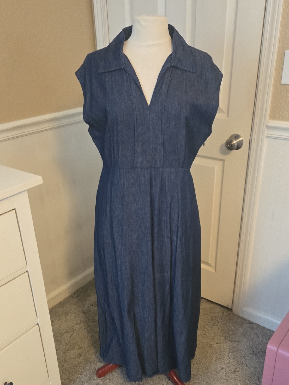 Harper Navy Blue Sleeveless Maxi Dress with Collar